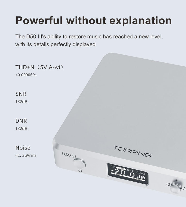 Topping D50 III DAC-Vorverstärker – LDAC Bluetooth 5.1 Dual ES9039Q2M D/A-Chips unterstützt DSD512 P