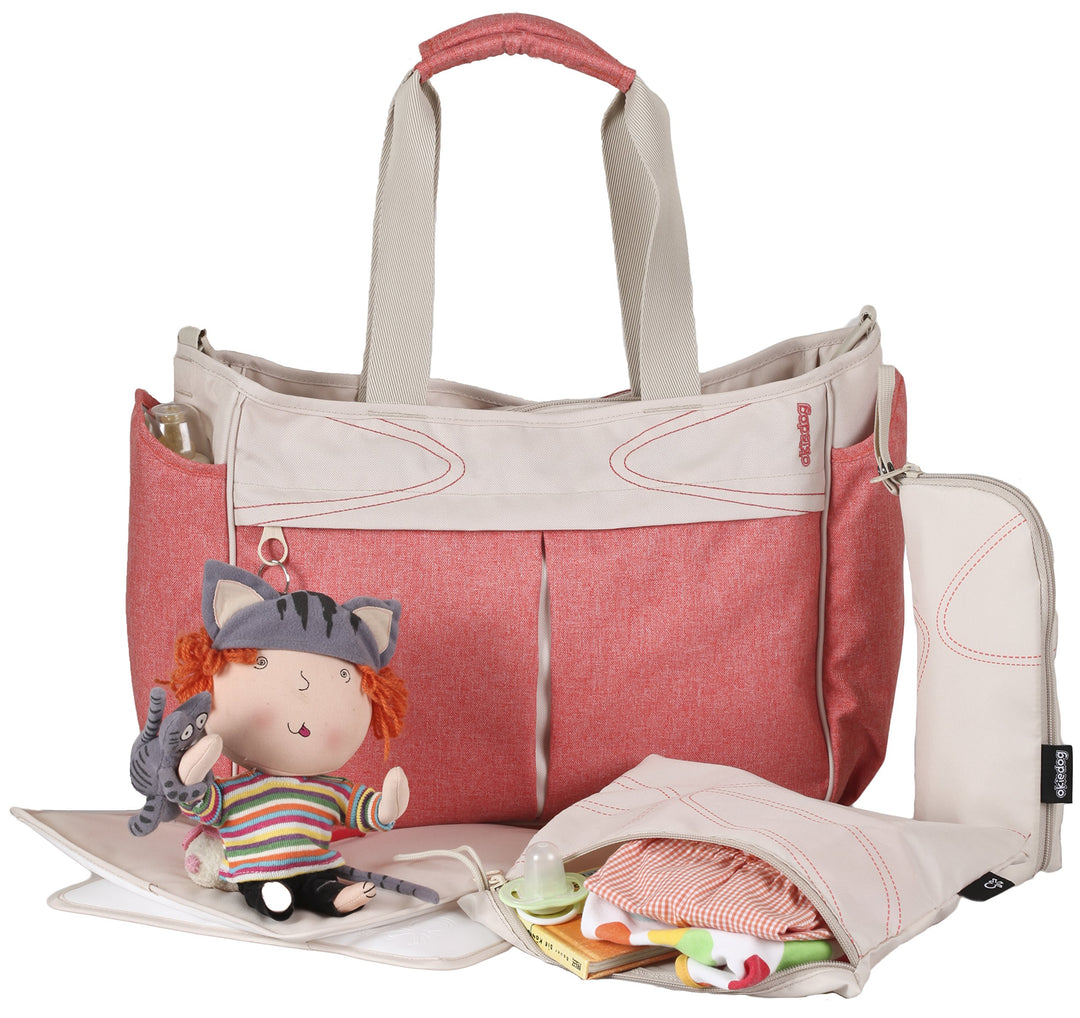 okiedog METRO 35002 leichte Wickeltasche mit Henkeln und Schultergurt inkl. Zubehör URBAN, coralle,