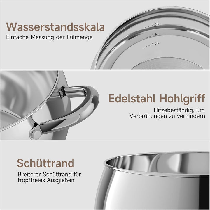 Scheffler Topfset Mit Deckel, 10tlg, Induktions, Für alle Herdarten | Edelstahl-Kochtopfset, 16/18/2