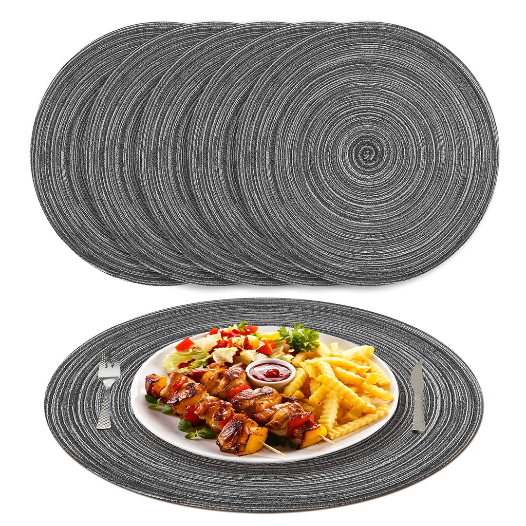 Tischsets Abwaschbar Rund Geflochten Tischset 6er Set, 38cm Rund Platzsets Abwischbar, rutschfest, H