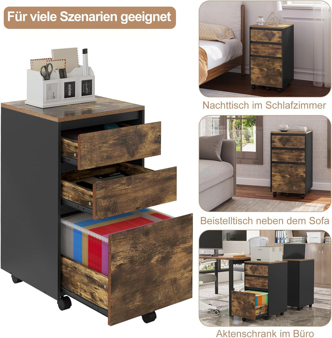 WOLTU mobiler Aktenschrank, Schrank für Aktenordner, Aufbewahrungsschrank im Büro, Büroschrank mit R