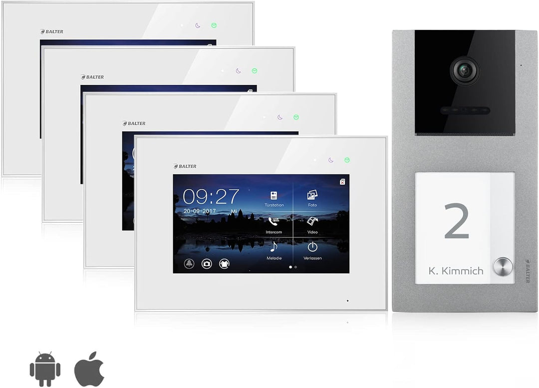 Balter EVO Video Türsprechanlage ✓ Touchscreen 7 Zoll Monitor ✓ Smartphone App ✓ 2-Draht Bus ✓ Aufpu
