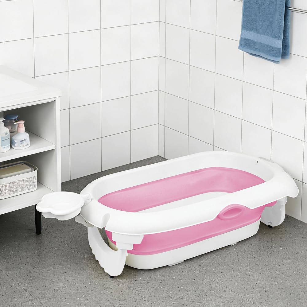 Faltbare Babybadewanne, geeignet für Babys von 0 bis 36 Monaten, ergonomisch und platzsparend, ideal