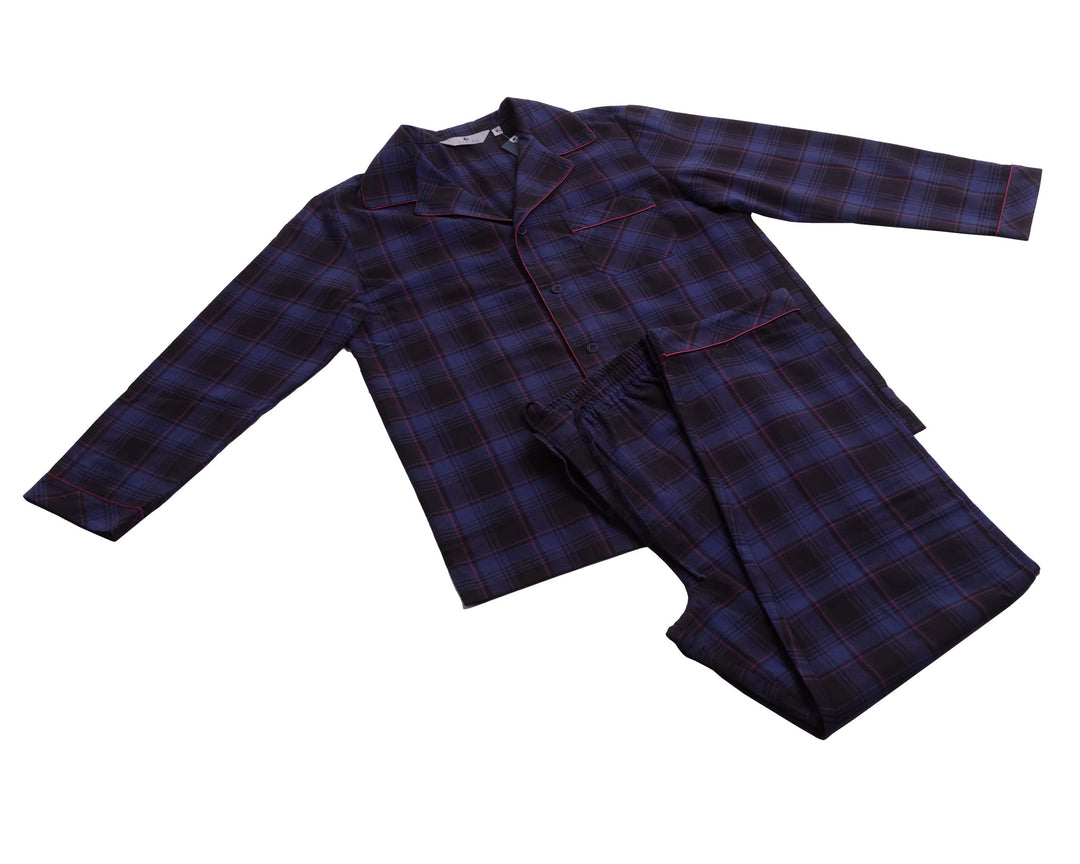 Revise RE-911 Schlafanzug für Herren - Lang - Flannel 100% Baumwolle - Pyjama - M Dunkelblau 1034, M