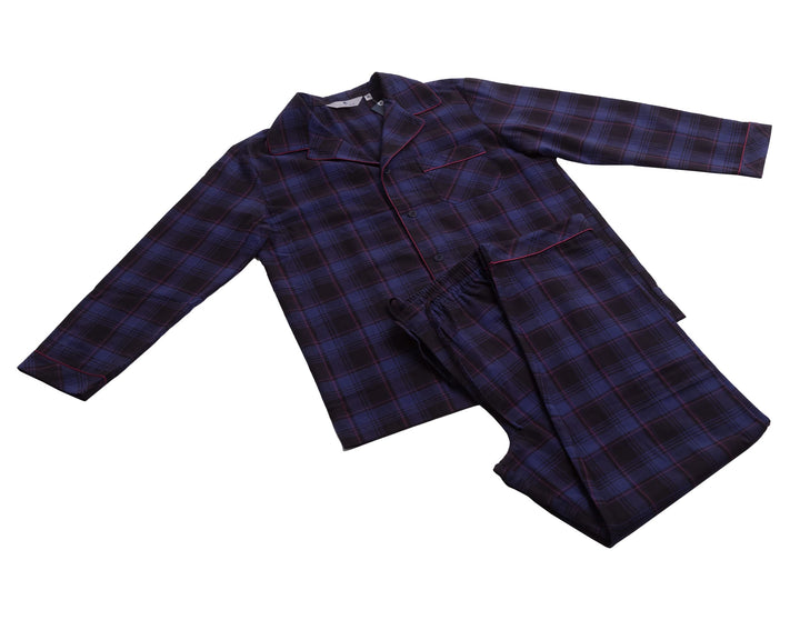 Revise RE-911 Schlafanzug für Herren - Lang - Flannel 100% Baumwolle - Pyjama - M Dunkelblau 1034, M