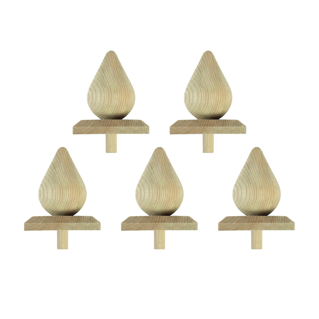 h2i Pfostenkappe Birne| Holz imprägniert | 130 x 130 mm | 5 Stück | Eckige Abdeckkappe für Garten Ho