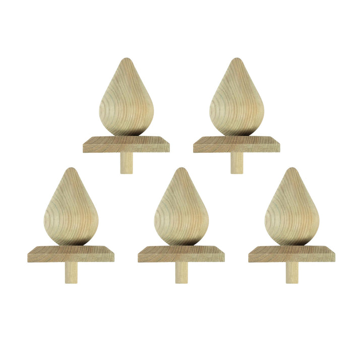 h2i Pfostenkappe Birne| Holz imprägniert | 130 x 130 mm | 5 Stück | Eckige Abdeckkappe für Garten Ho