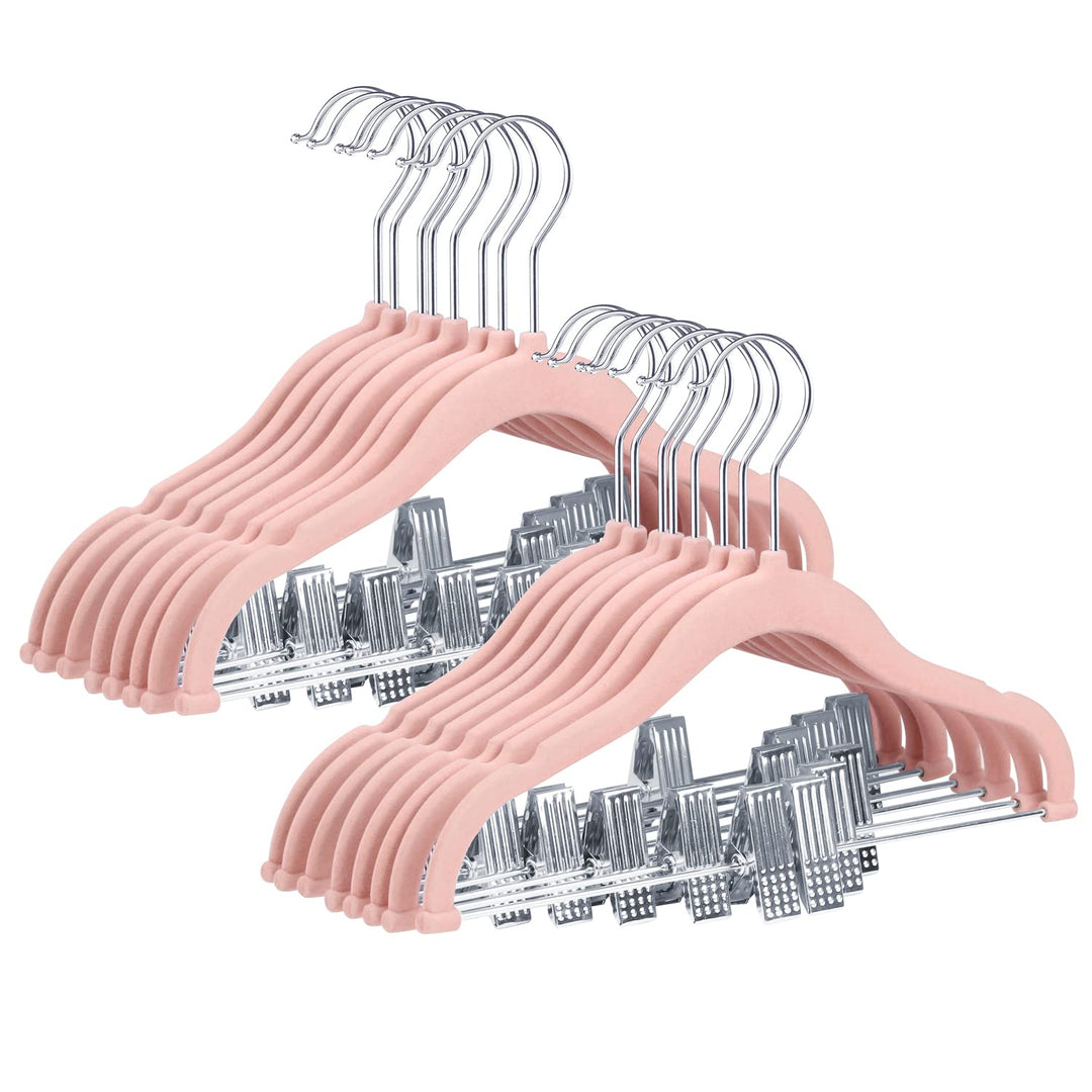 Stormix Baby Kleiderbügel, 24er-Pack Hosenbügel mit Clips, 30 cm rutschfeste Kleiderbügel, Robuste K