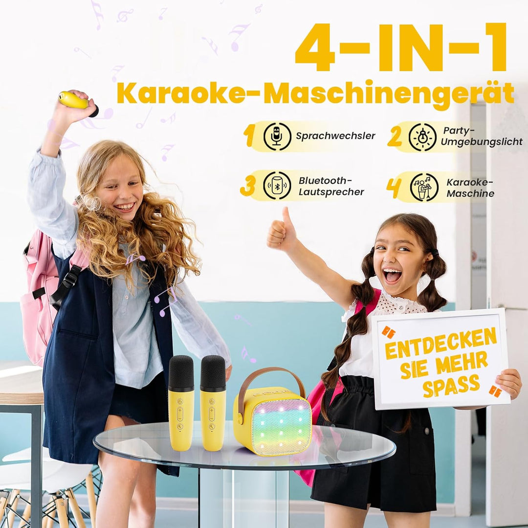 Karaoke Maschine Kinder mit 2 Mikrofonen: [Premiumversion] Mini Karaoke Maschine, Geschenk für Mädch