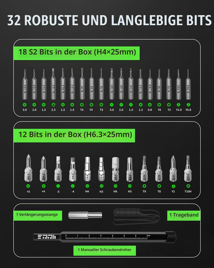 Elektrischer Schraubendreher, 36 in 1 Mini Electric Screwdriver set, Akku Schraubendreher set mit H4