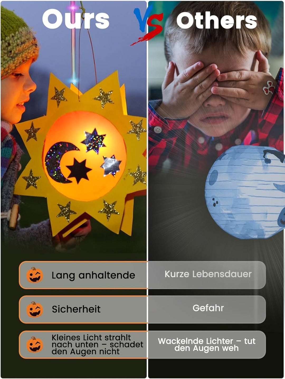 4er LED Laternenstab Elektrisch 50cm für St Martin, LED Laternenstab Electric 50cm Sankt Martin Late