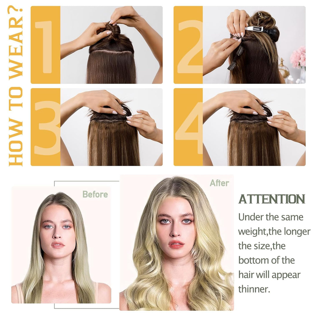 S-noilite Clip in Extensions Echthaar Natürliches Schwarz Haarverlängerung Echthaar Clip in Extensio