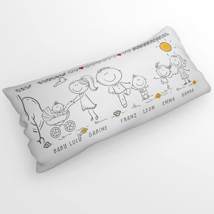personalisiertes Kissen - Familie - Kinder, Eltern, Oma, Opa, Hund + Katze Personalisiert mit Strich