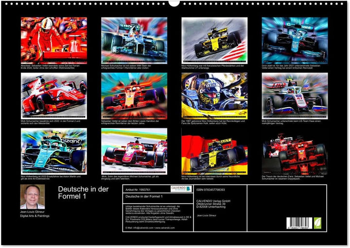 Deutsche in der Formel 1 (Wandkalender 2026 DIN A2 quer), CALVENDO Monatskalender: Vollgas in schwar