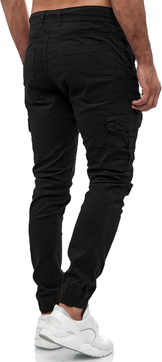 Cargohose Herren Cargo Hose Jogger Chino Regular Fit Jeans 18525, Schwarz