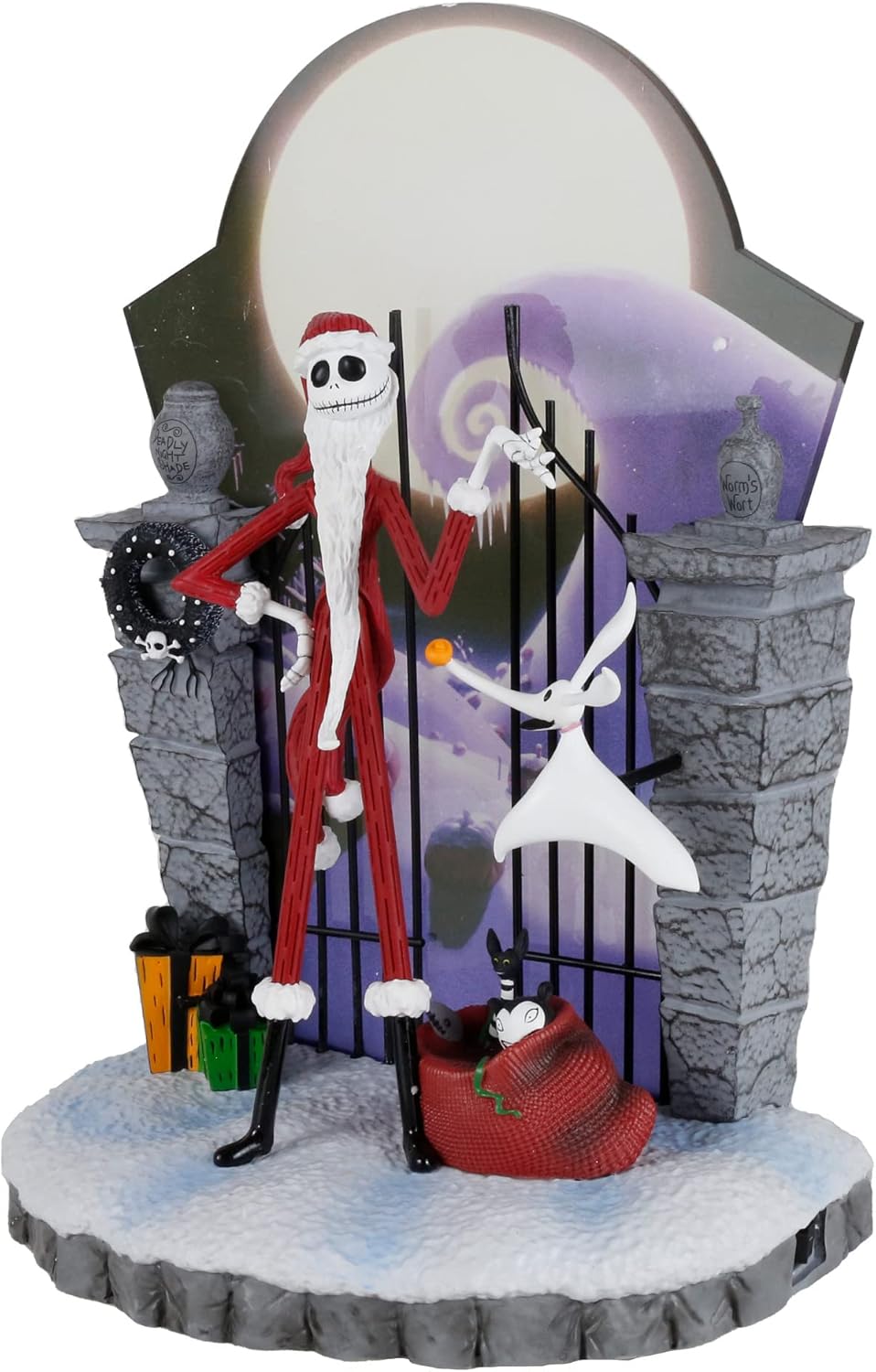 Enesco Disney Showcase The Nightmare Before Christmas Santa Jack with Gate Scene, beleuchtete Figur,