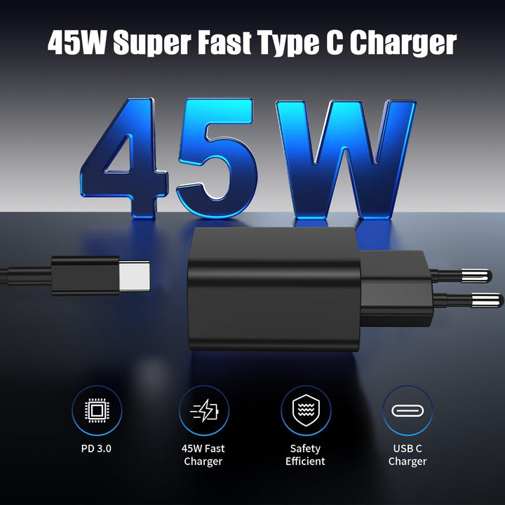 Essri 45W USB C Ladegerät Schnellladegerät für Galaxy S25 S24 S23 S22 S21 Ultra,Usb C Schnellladekab
