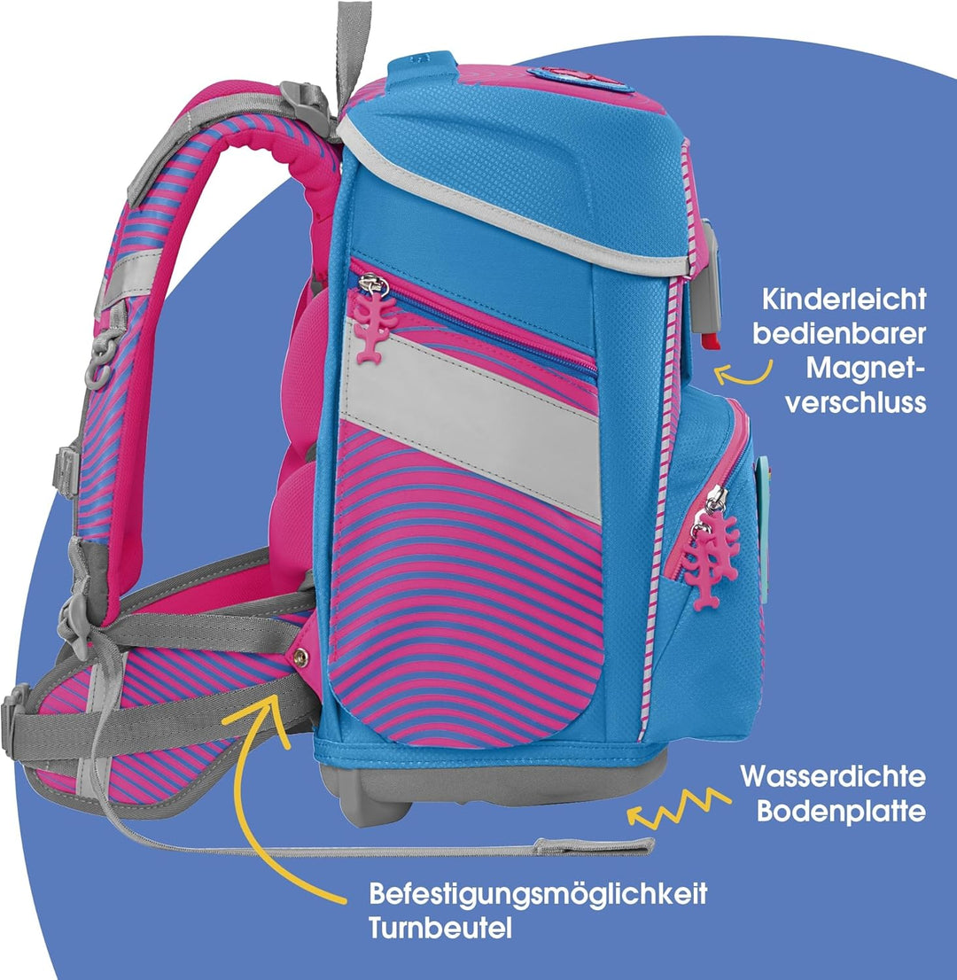 Step by Step Schulranzen-Set SPACE NEON Kolibri Kaja, 5-teilig, rosa-blau, ergonomischer Tornister m