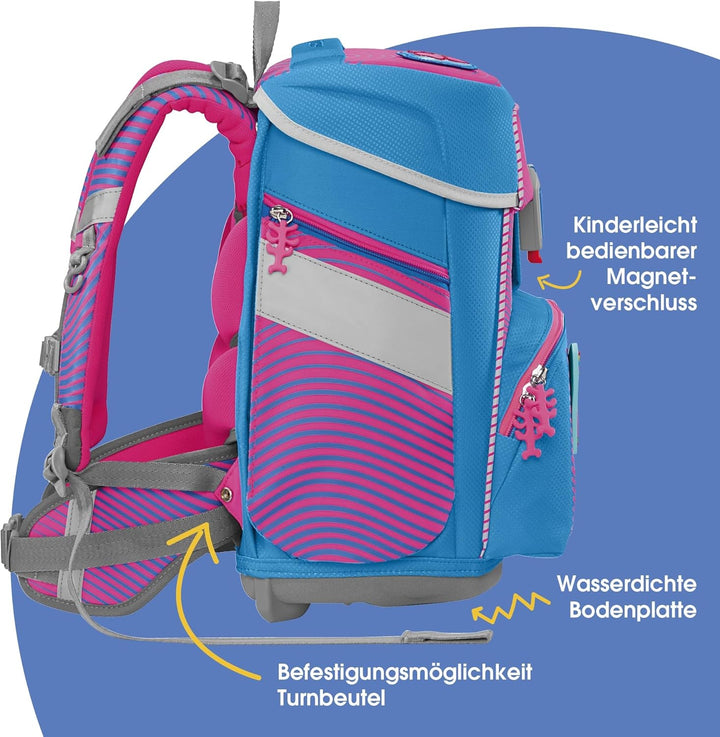 Step by Step Schulranzen-Set SPACE NEON Kolibri Kaja, 5-teilig, rosa-blau, ergonomischer Tornister m