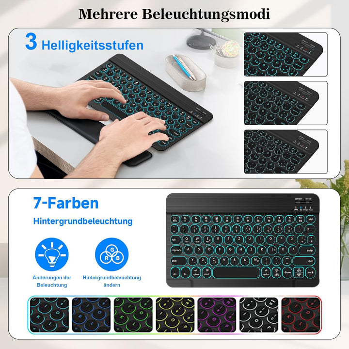 HUOBAO Bluetooth-Tastatur, kabellose Tastatur für iPad, iPhone, Android, Windows, Ultraschlanke wied