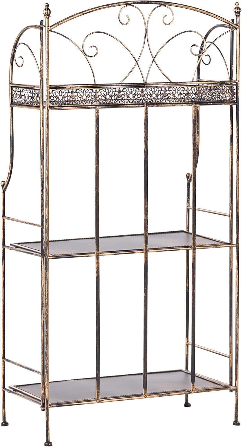 Beliani Gartenregal aus Metall Freistehende Regale für den Innenbereich Badezimmer Regale Schwarz Vi