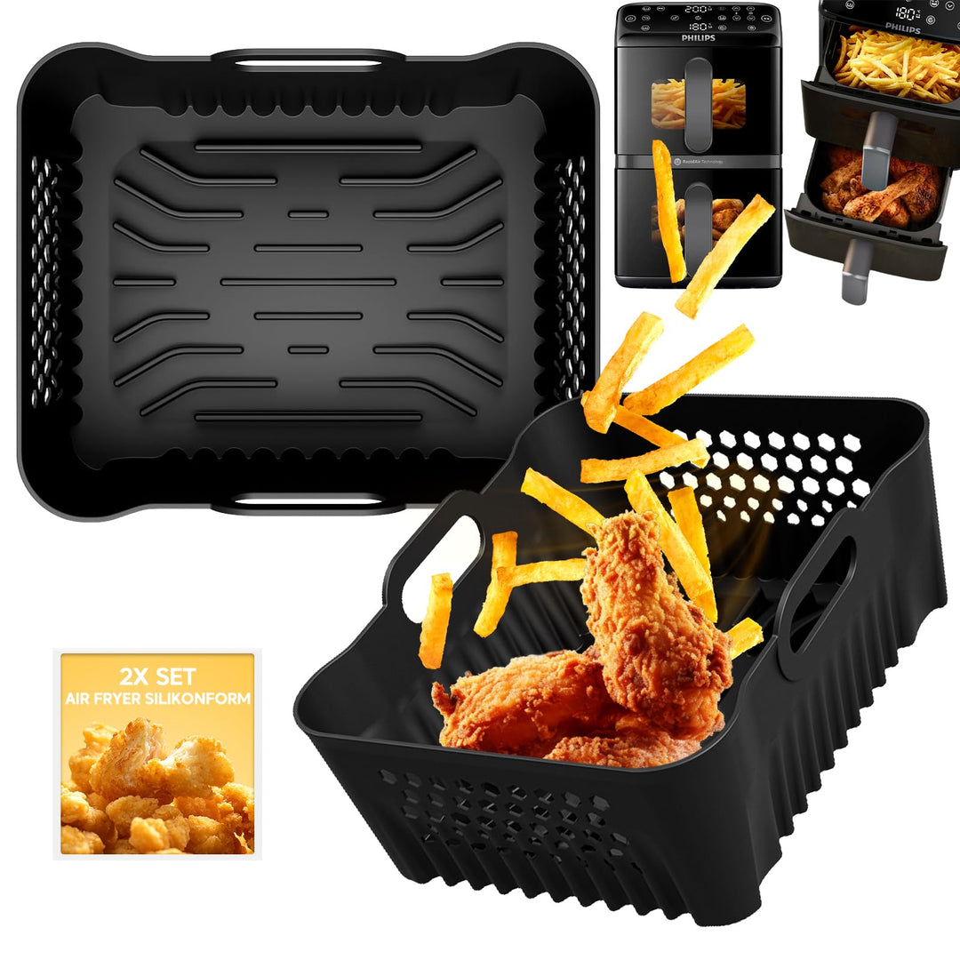 Airfryer Zubehör für Philips 4000 Series Stacked Dual Basket 10L, Airfryer Silikonform für Cosori 8,
