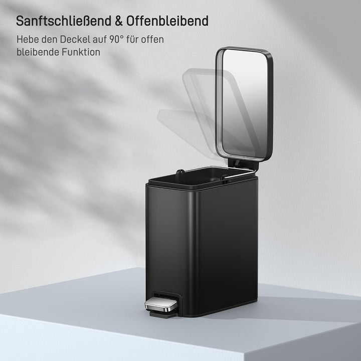 EKO Genie Mülleimer Bad, Kosmetikeimer 5L, kleiner Abfalleimer mit Softclose-Deckel, wasserdichter,