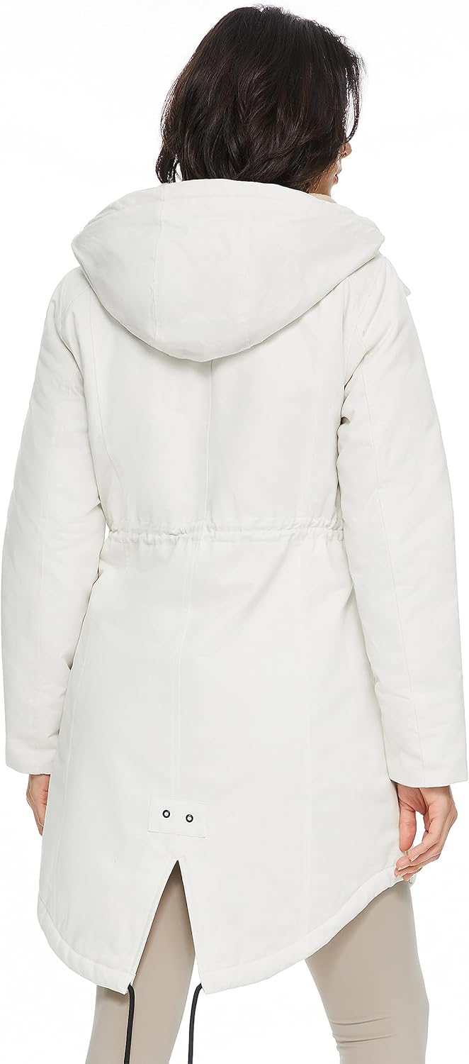 Orolay Damen Kapuzen Fleece Gefüttert Parka-Mantel Mittlere Länge Winter Draussen Gepolstert Jacke X