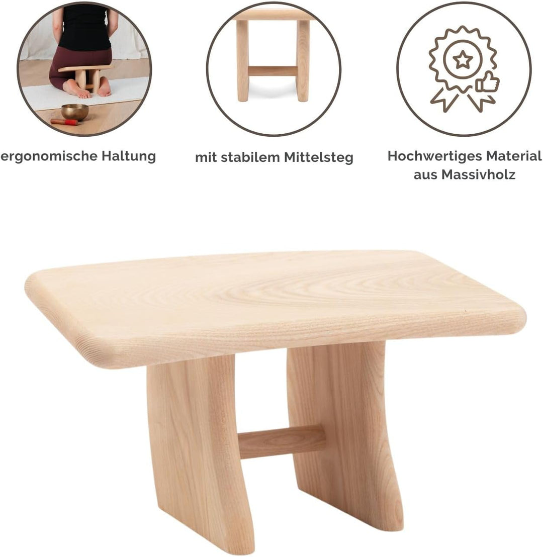 Bodhi Meditationsbank mit Mittelsteg | Yoga Hocker aus Holz | Kniesitz Medibank für eine Tiefe Medit