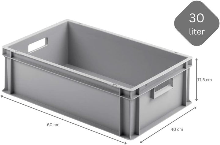 PROREGAL SuperSparSet 5x Eurobehälter mit offenem Griff & Scharnierdeckel | HxBxT 17,5x40x60cm | 30