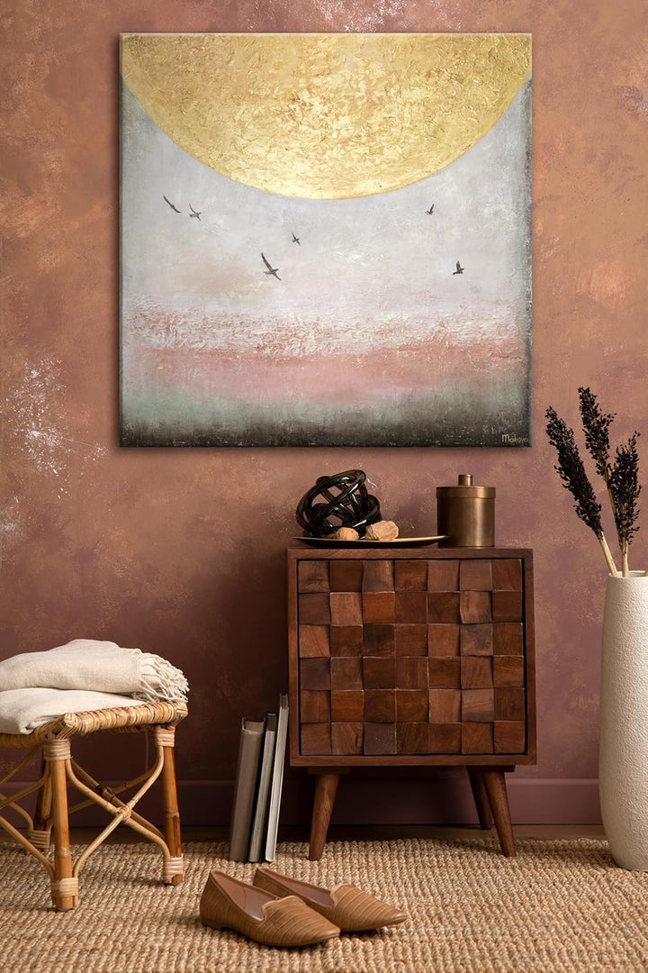 YS-Art XXL Abstrakt Acryl Gemälde auf Leinwand Sonnenenergie II handgemalt Wandbilder Wohnzimmer mod