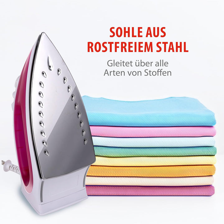 alpina Dampfbügeleisen - Dampfglätter 2000W - Bügeleisen mit Dampf- und Wassersprühfunktion - Einste