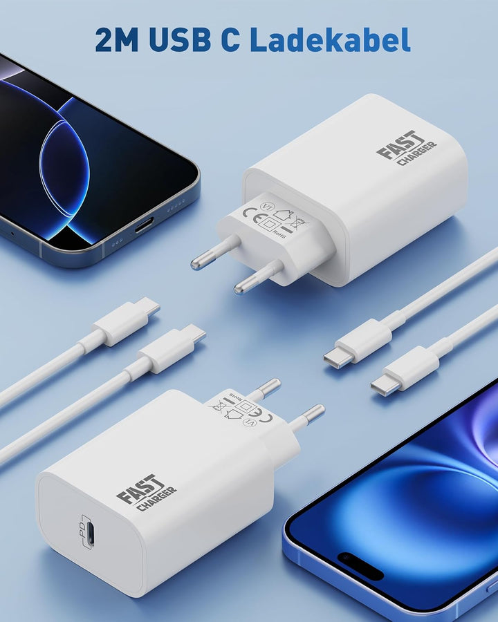 30W USB C Ladegerät mit 2M Ladekabel für iPhone 17e/17/16/16e/15 Pro Max, iPad Pro/Air, iPad 10/11/A