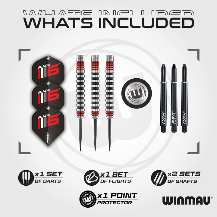 WINMAU Advance 500 Series Dartpfeile mit dartflüge und Dart stiele 24G Rot, 24G Rot