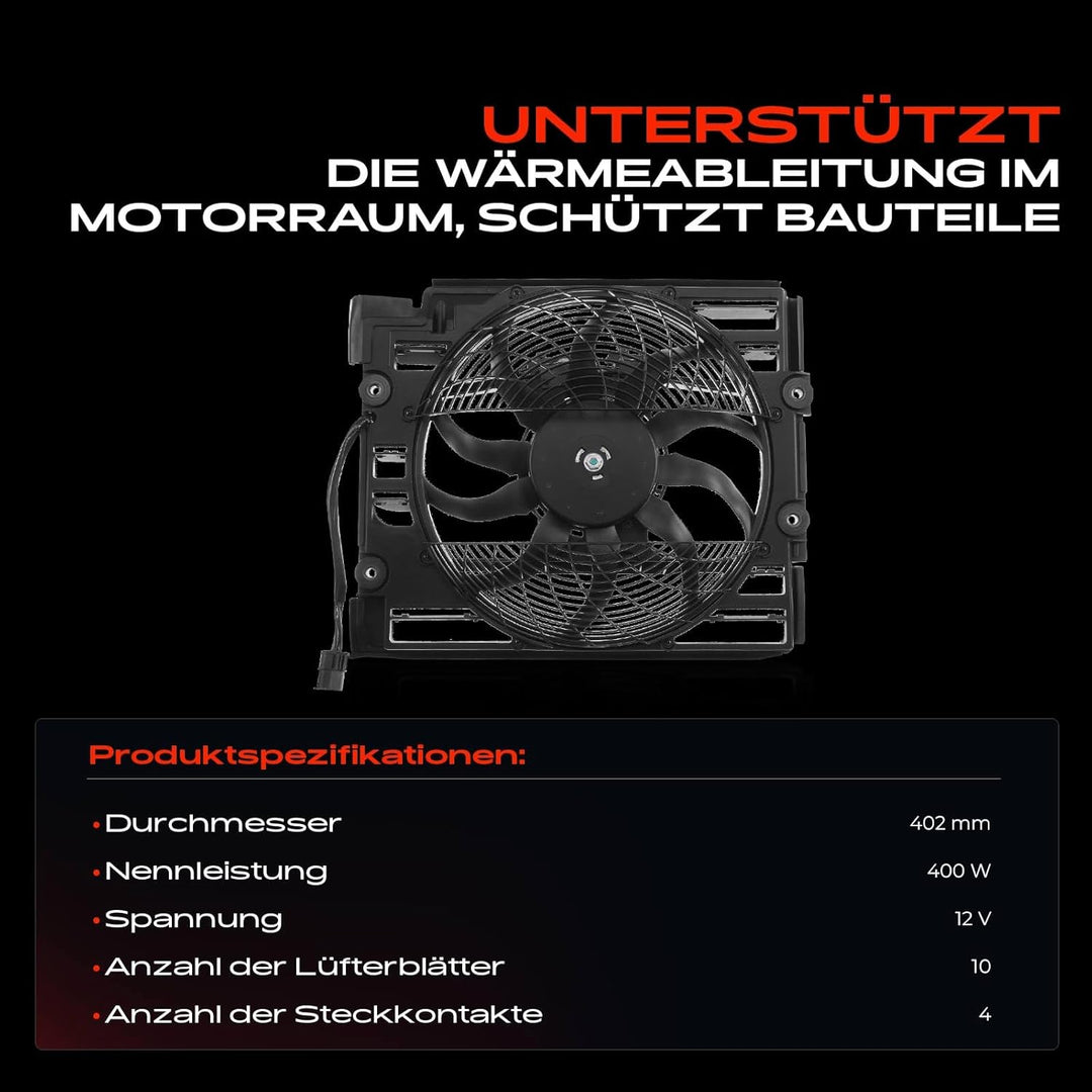Kühlerlüfter Motorkühlung 4-Polig für 5er E39 528i 540i 2.8L 4.4L 1997-2008 64548380780