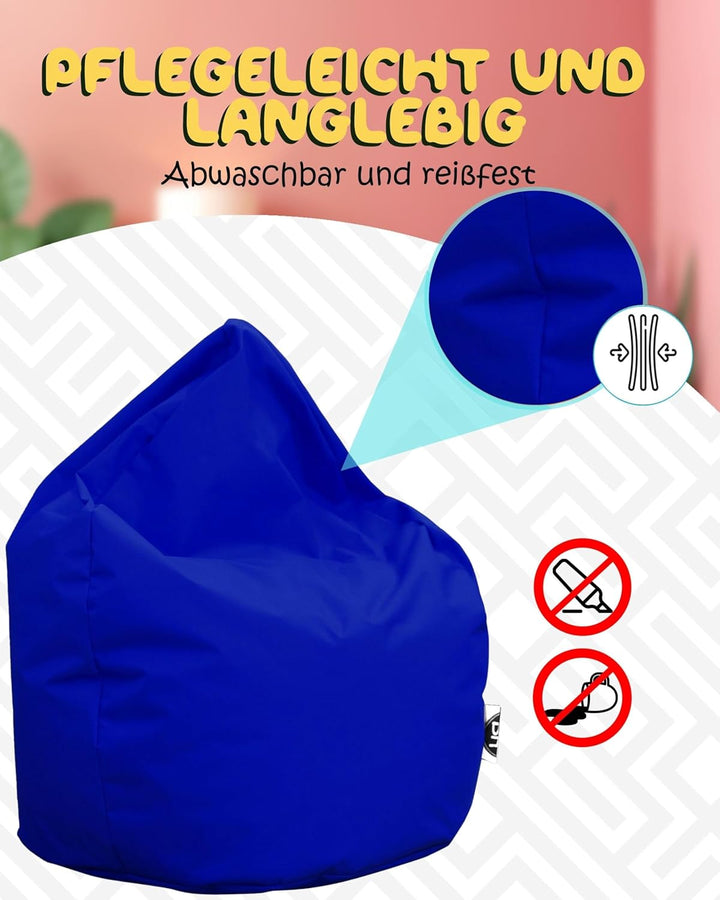 PATCH HOME Patchhome Sitzsack Tropfenform mit Reissverschluss Nachfüllbar - für In &amp; Outdoor - mit S