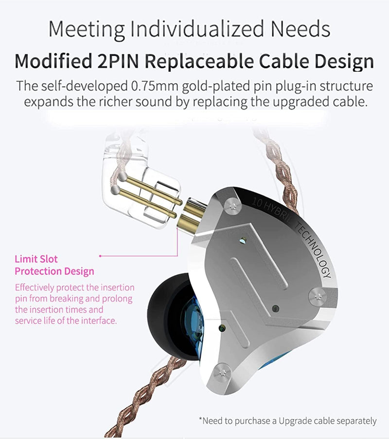 Kinboofi KZ ZS10 Pro IEM in Ear Monitor, 4BA 1DD KZ Kopfhörer Multi Driver in Ear Kopfhörer IEM, KZ