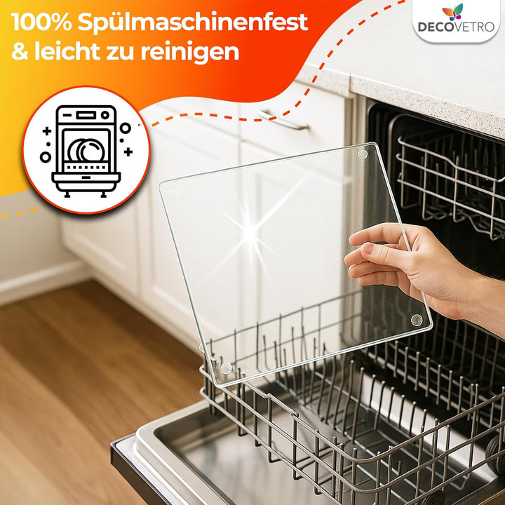 Decovetro® Schneidebrett Glas | 40 x 30 cm | Glass Cutting Board | Hygienisches und robustes Glassch