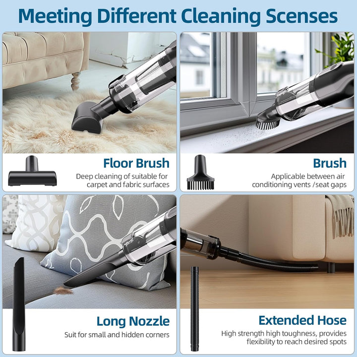 Handstaubsauger, 22000Pa Auto-Staubsauger, Mini Staubsauger mit Waschbar HEPA-Filter, USB-Akku Sauge