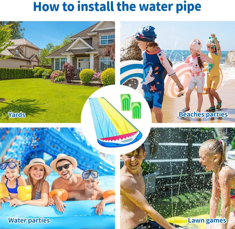 480 x 140 cm Wasserrutsche Garten für Kinder, Wasserrutsche Kinder Draussen, Wasserrutsche Aufblasba