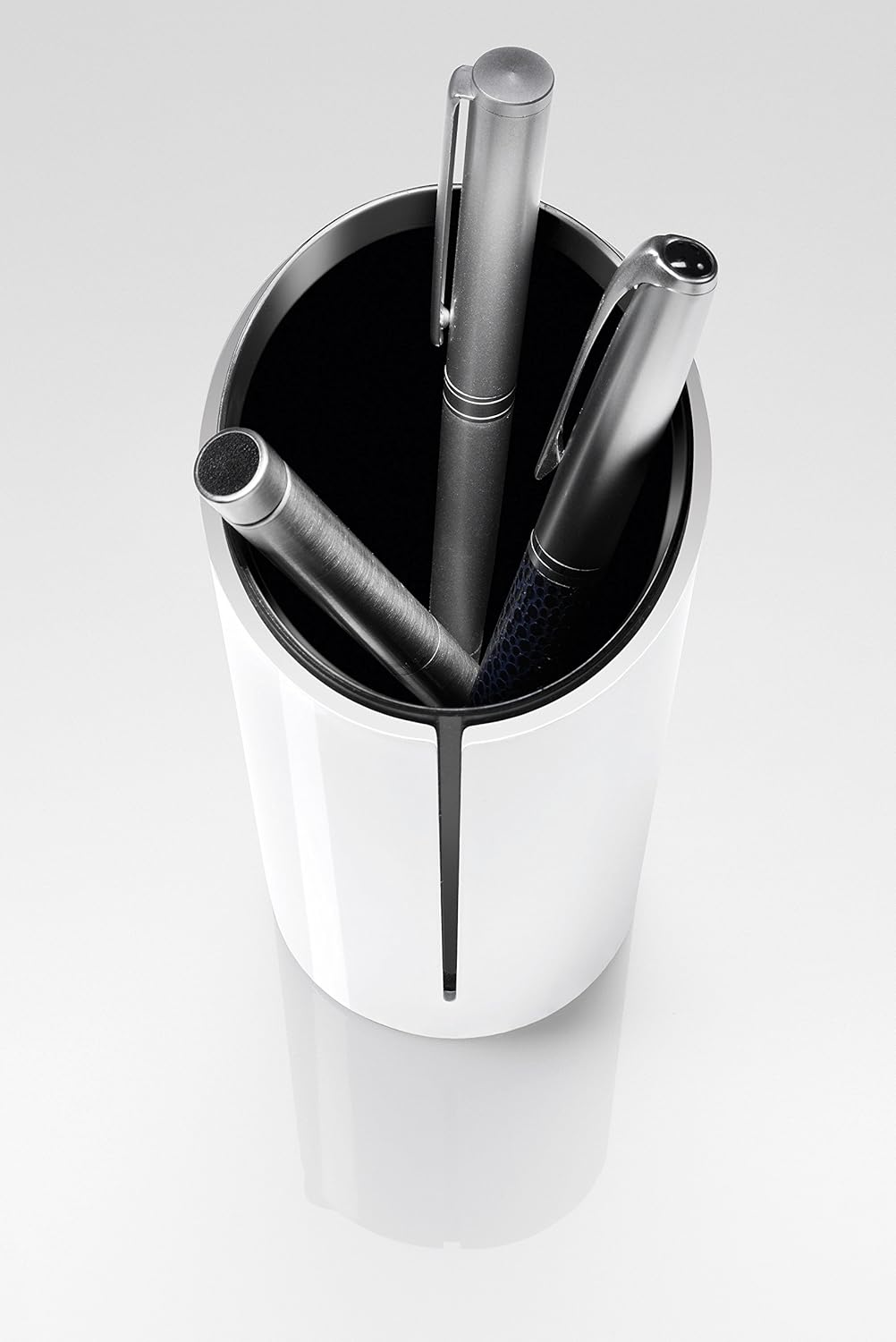 SIGEL SA100 Stifteköcher Eyestyle weiss, 13,5 cm hoch, im puristischen Design, Stiftehalter, Stifteb