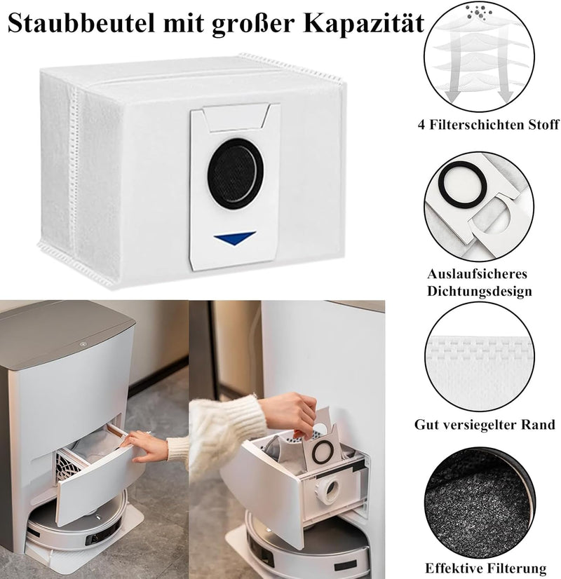 Bibemorol Zubehör für Ecovacs Deebot T20 Omni/ T20e Omni Saugroboter, Zubehörset mit 6* Staubbeutel