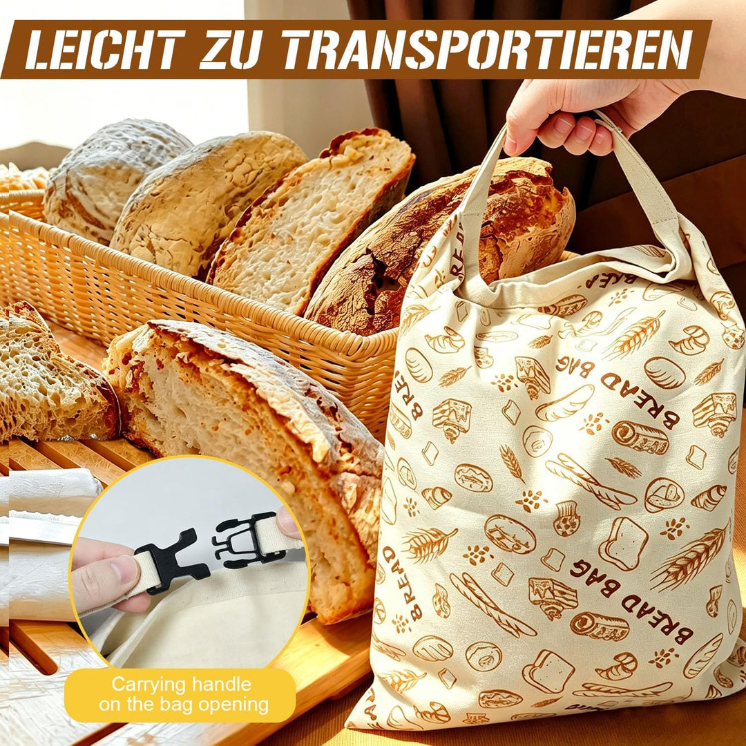 2er Set Bienenwachs Brotbeutel mit Reissverschluss, wiederverwendbar aus Leinen, für Sauerteig &amp; Bac