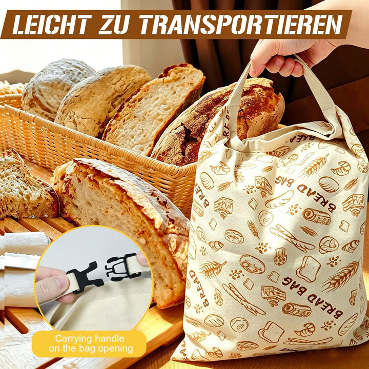 2er Set Bienenwachs Brotbeutel mit Reissverschluss, wiederverwendbar aus Leinen, für Sauerteig &amp; Bac