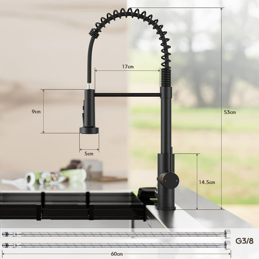 Wasserhahn Küche mit Glasspüler, 360° Herunterziehen Brause Drehung Küchenarmatur Spülarmaturen Küch