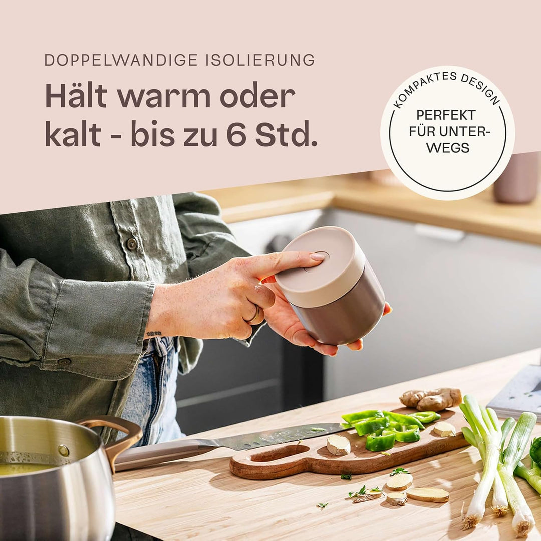 Berghoff Home Thermobehälter für Essen – 0,35L – Edelstahl Warmhaltebehälter – Thermobecher für Getr
