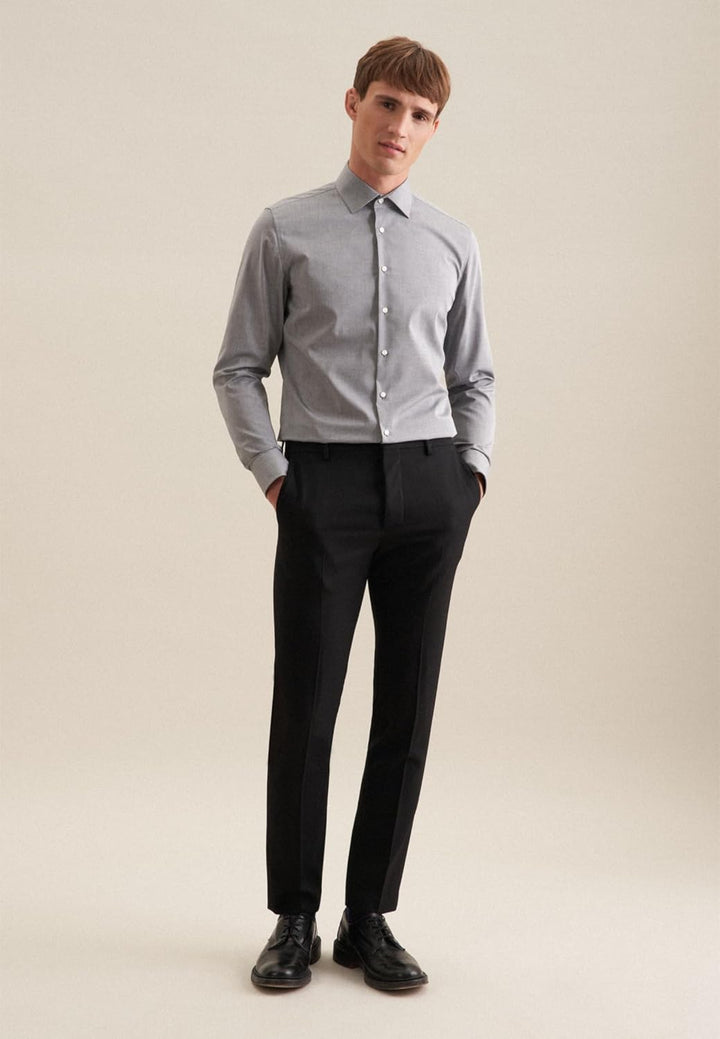 Seidensticker Herren Slim Fit Bügelfrei Business Kent Langarm Businesshemd 42 Dunkelgrau, 42 Dunkelg