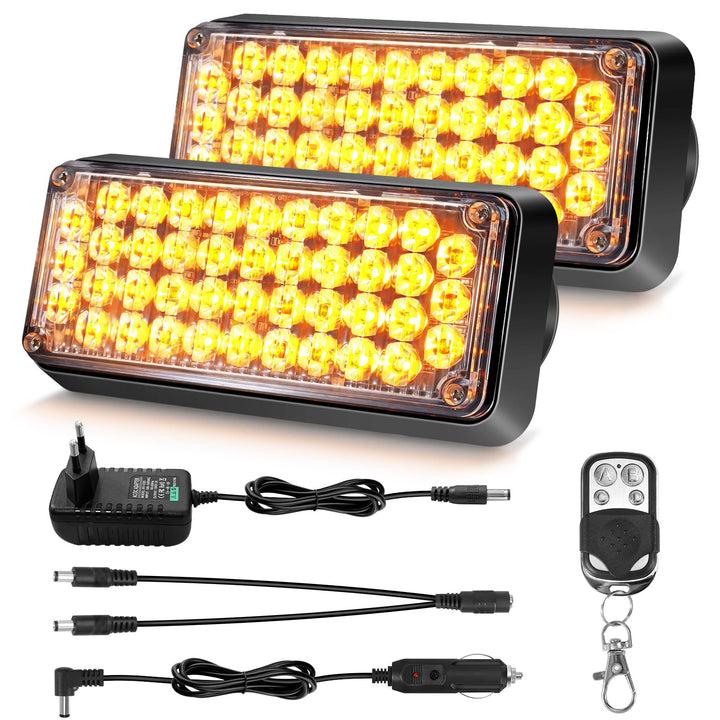 Dinfu LED Warnleuchte akku mit Fernsteuerung, 12V gelbes blinklicht auto magnet kabellose 5 Modes wi