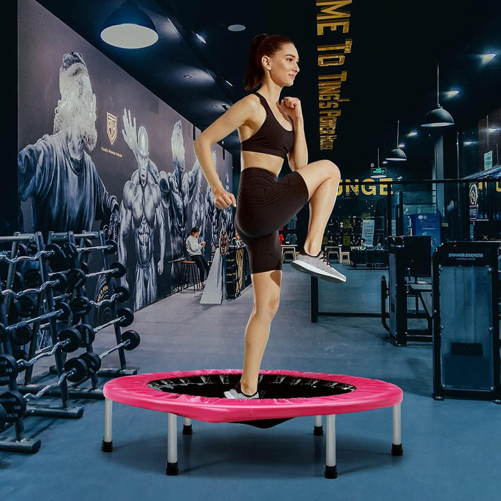 GOPLUS Trampolin Indoor, Ø97cm Fitnesstrampolin bis 150 kg belastbar, Kindertrampolin klappbar mit r