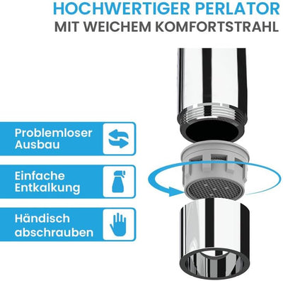 Bächlein Küchenarmatur Plivo (chrom) – Einhand-Spültischbatterie aus Edelstahl mit 360° schwenkbarem